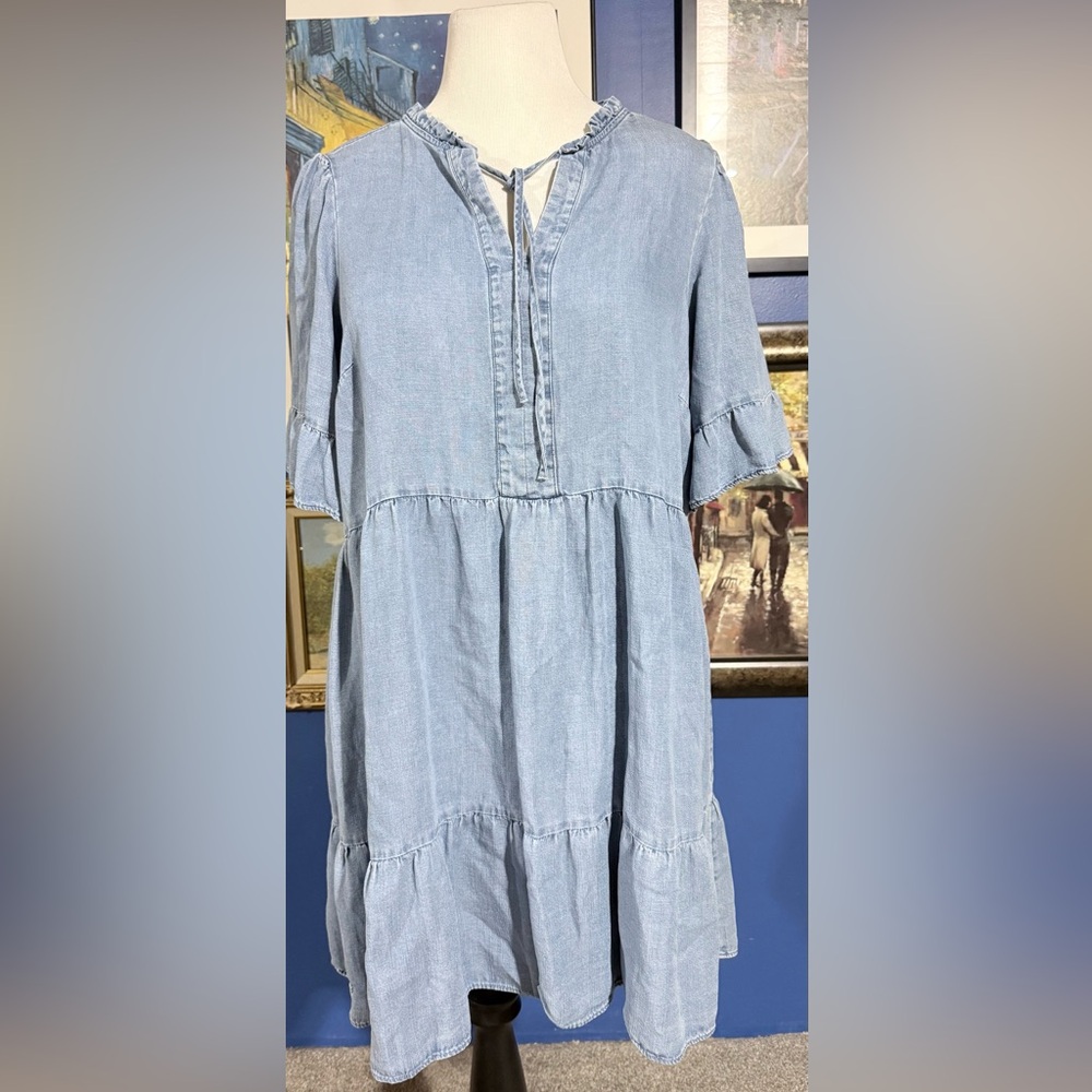 LOFT Light Blue Chambray Mini Dress